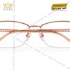 Mắt kính vàng hồng Au750 nửa viền họa tiết chéo đính kim cương