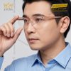 Mắt kính vàng hồng Au750 nửa viền họa tiết dây lá uốn lượn
