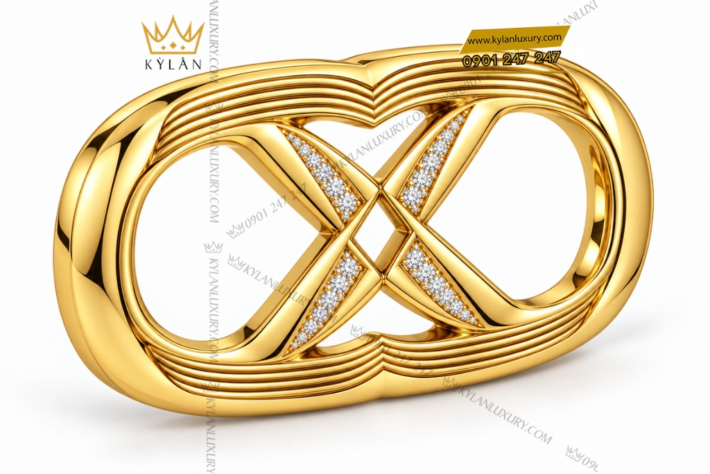 Kỳ Lân Luxury Mat that lung chu X vang Au750 dinh kim cuong 13 Mặt thắt lưng chữ X vàng Au750 đính kim cương