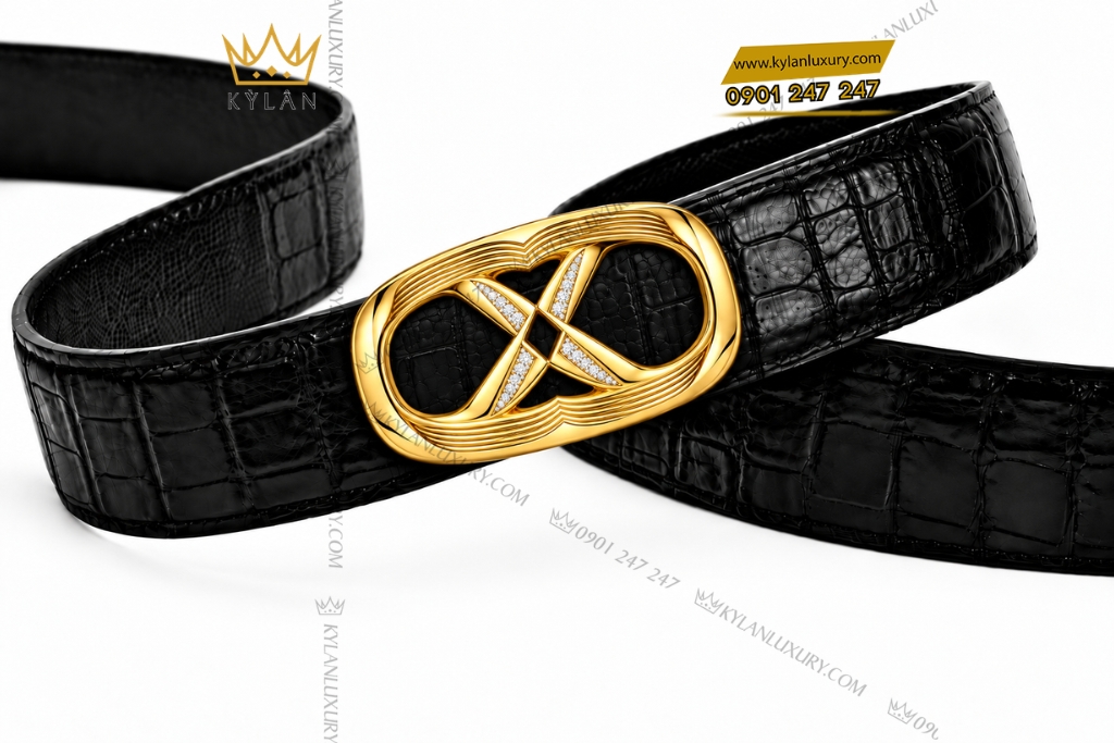 Kỳ Lân Luxury Mat that lung chu X vang Au750 dinh kim cuong 16 Mặt thắt lưng chữ X vàng Au750 đính kim cương