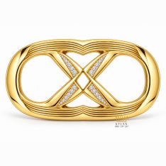 Mặt thắt lưng chữ X vàng Au750 đính kim cương