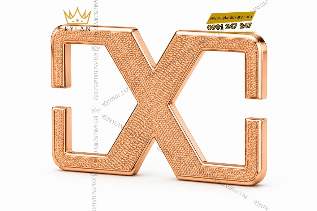 Kỳ Lân Luxury Mat that lung chu X vang hong Au750 hoa tiet van cheo 3 Mặt thắt lưng chữ X vàng hồng Au750 họa tiết vân chéo