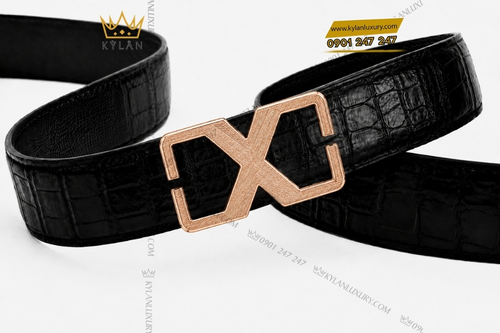 Kỳ Lân Luxury Mat that lung chu X vang hong Au750 hoa tiet van cheo 7 Mặt thắt lưng chữ X vàng hồng Au750 họa tiết vân chéo