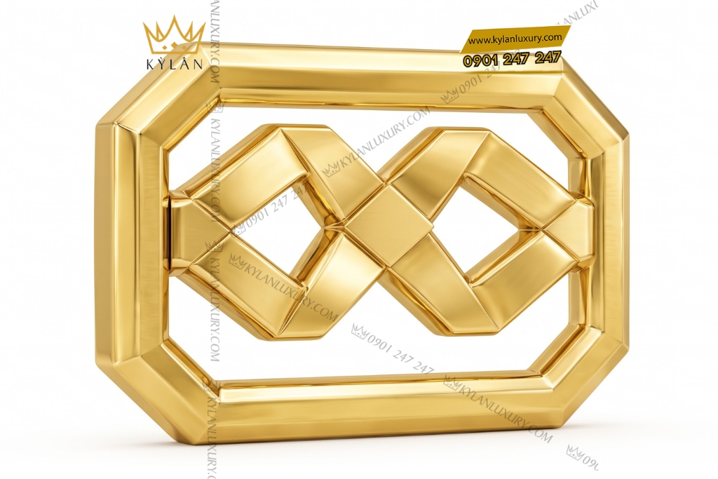 Mặt thắt lưng vàng Au750 bát giác họa tiết hình học đan xen 10 Kỳ Lân Luxury Mat that lung vang Au750 bat giac hoa tiet hinh hoc dan xen 3 Mặt thắt lưng vàng Au750 bát giác họa tiết hình học đan xen