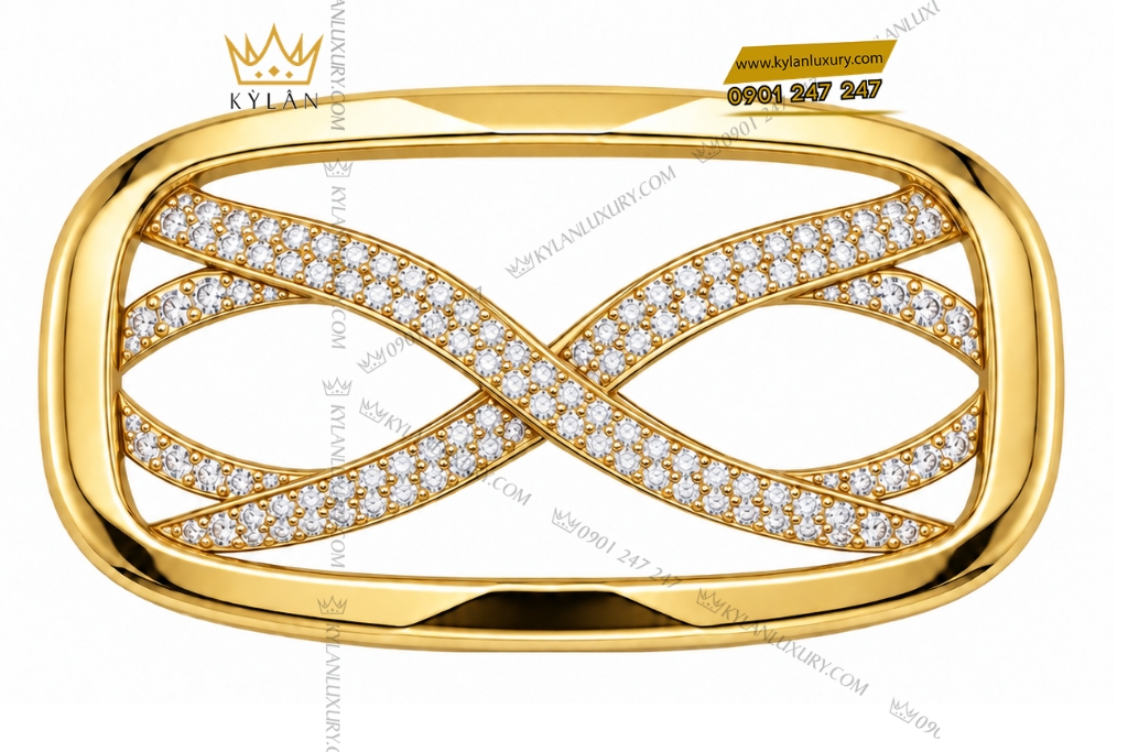Kỳ Lân Luxury Mat that lung vang Au750 dinh kim cuong 1 Mặt thắt lưng vàng Au750 đính kim cương