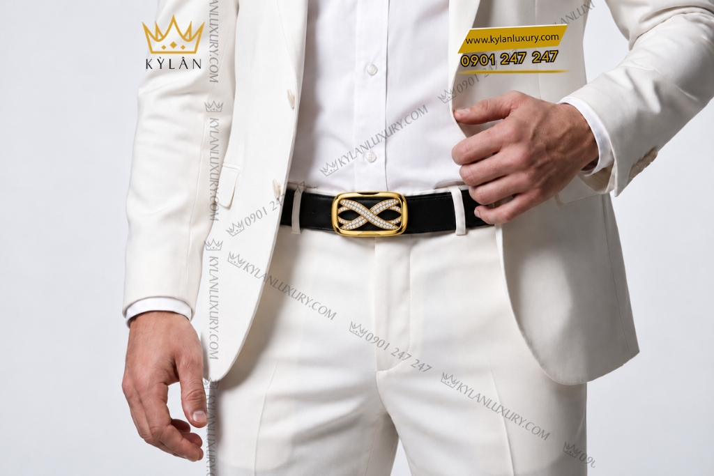 Kỳ Lân Luxury Mat that lung vang Au750 dinh kim cuong 10 Mặt thắt lưng vàng Au750 đính kim cương