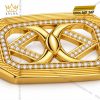 Mặt thắt lưng vàng Au750 đính kim cương