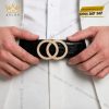 Mặt thắt lưng vàng Au750 hai vòng tròn đan xen đính kim cương
