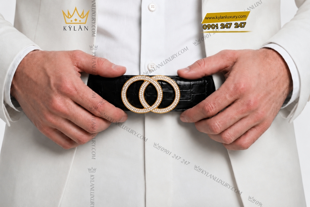 Kỳ Lân Luxury Mat that lung vang Au750 hai vong tron dan xen dinh kim cuong 11 Mặt thắt lưng vàng Au750 hai vòng tròn đan xen đính kim cương
