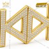 Mặt thắt lưng vàng Au750 hình học đính kim cương
