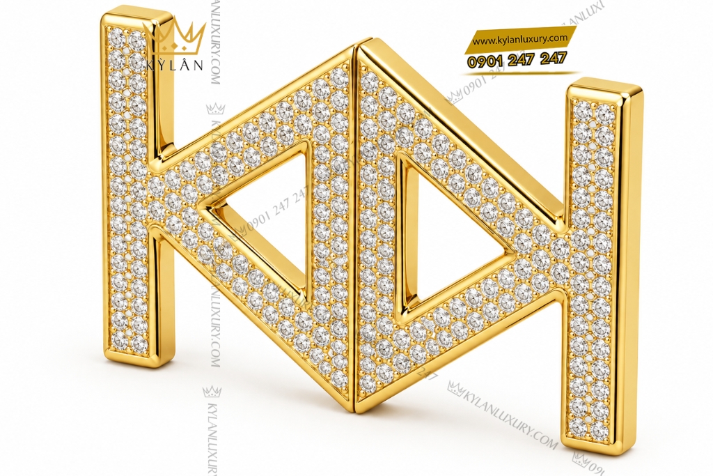Kỳ Lân Luxury Mat that lung vang Au750 hinh hoc dinh kim cuong 4 Mặt thắt lưng vàng Au750 hình học đính kim cương