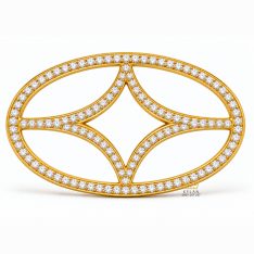 Mặt thắt lưng vàng Au750 khung oval bốn nhánh đính kim cương Mặt thắt lưng vàng Au750 khung oval bốn nhánh đính kim cương