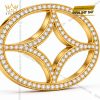Mặt thắt lưng vàng Au750 khung oval bốn nhánh đính kim cương