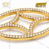 Mặt thắt lưng vàng Au750 khung oval bốn nhánh đính kim cương