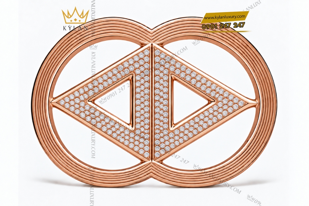 Kỳ Lân Luxury Mat that lung vang hong Au750 dinh kim cuong 1 Mặt thắt lưng vàng hồng Au750 đính kim cương