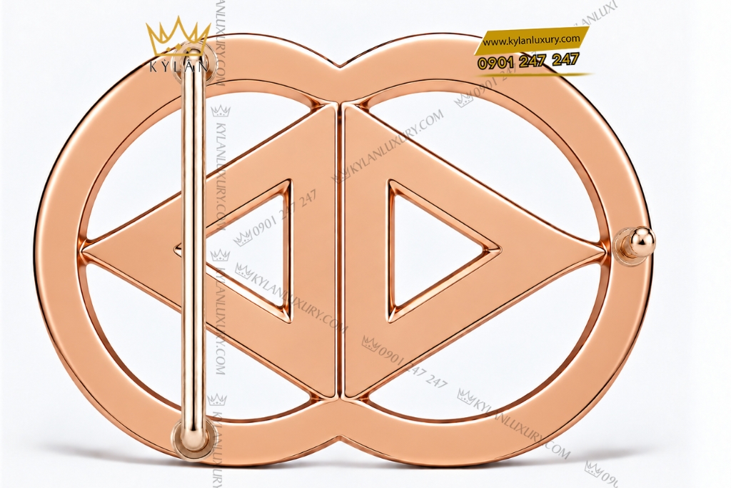 Mặt thắt lưng vàng hồng Au750 đính kim cương