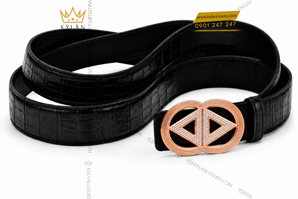 Kỳ Lân Luxury Mat that lung vang hong Au750 dinh kim cuong 8 Mặt thắt lưng vàng hồng Au750 đính kim cương