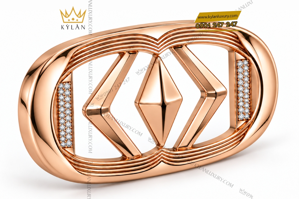 Kỳ Lân Luxury Mat that lung vang hong Au750 dinh kim cuong hoa tiet hinh thoi 4 Mặt thắt lưng vàng hồng Au750 đính kim cương họa tiết hình thoi