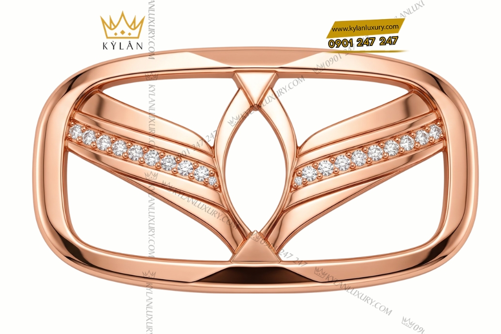 Kỳ Lân Luxury Mat that lung vang hong Au750 hoa tiet canh chim dinh kim cuong 1 Mặt thắt lưng vàng hồng Au750 họa tiết cánh chim đính kim cương
