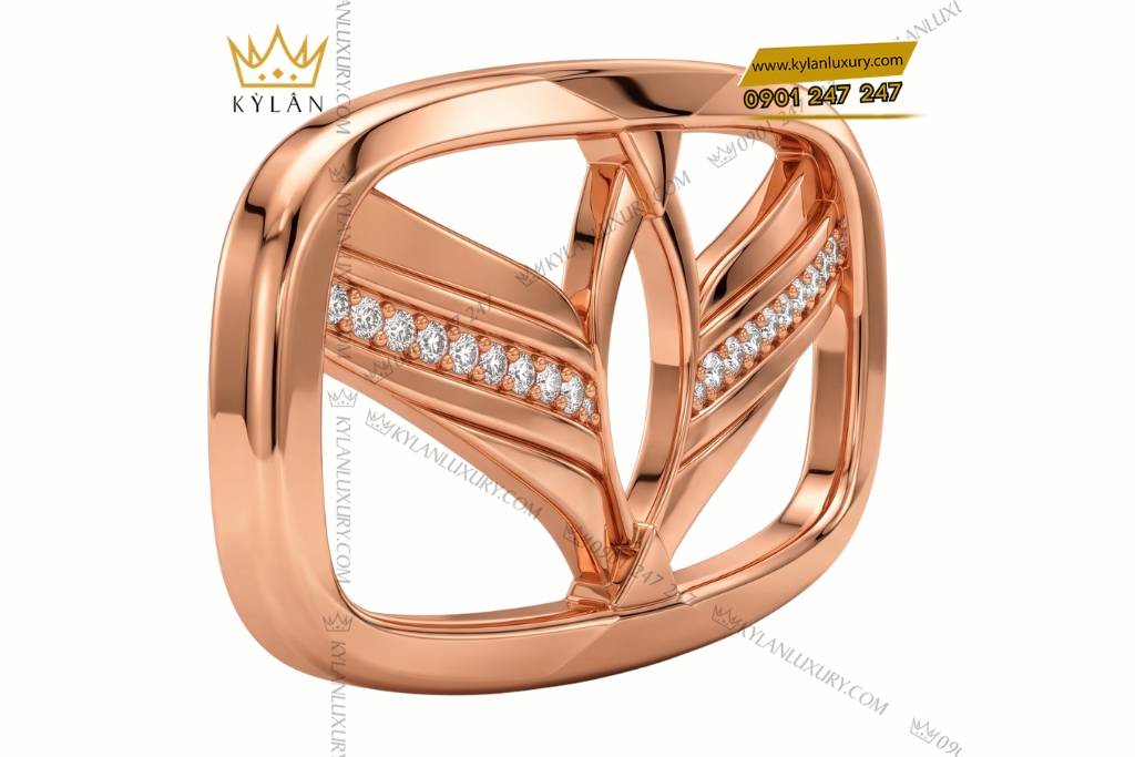 Kỳ Lân Luxury Mat that lung vang hong Au750 hoa tiet canh chim dinh kim cuong 2 Mặt thắt lưng vàng hồng Au750 họa tiết cánh chim đính kim cương