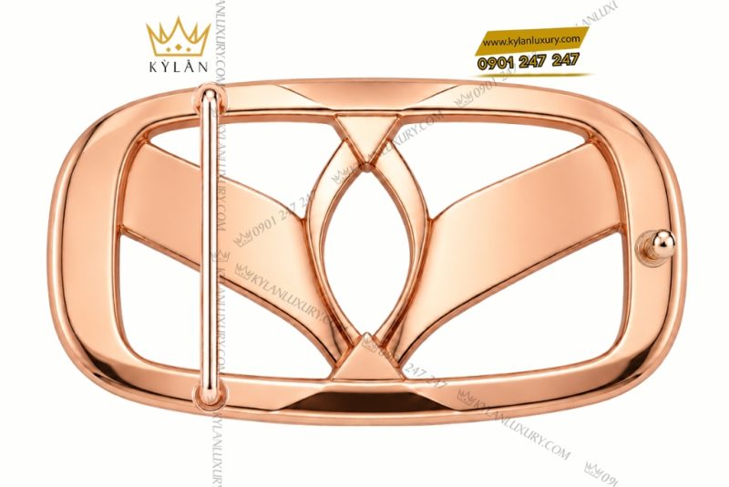 Mặt thắt lưng vàng hồng Au750 họa tiết cánh chim đính kim cương