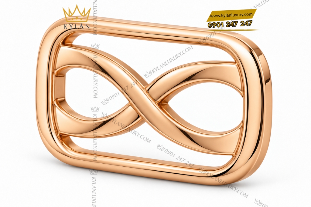 Kỳ Lân Luxury Mat that lung vang hong Au750 hoa tiet dai cong dan xen 4 Mặt thắt lưng vàng hồng Au750 họa tiết dải cong đan xen