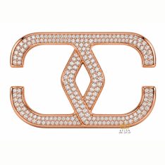 Mặt thắt lưng vàng hồng Au750 họa tiết đan chéo đính kim cương Mặt thắt lưng vàng hồng Au750 họa tiết đan chéo đính kim cương