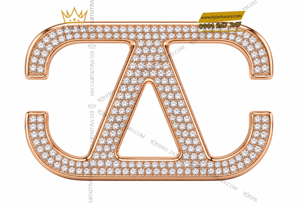 Kỳ Lân Luxury Mat that lung vang hong Au750 hoa tiet hinh hoc dinh kim cuong 1 Mặt thắt lưng vàng hồng Au750 họa tiết hình học đính kim cương