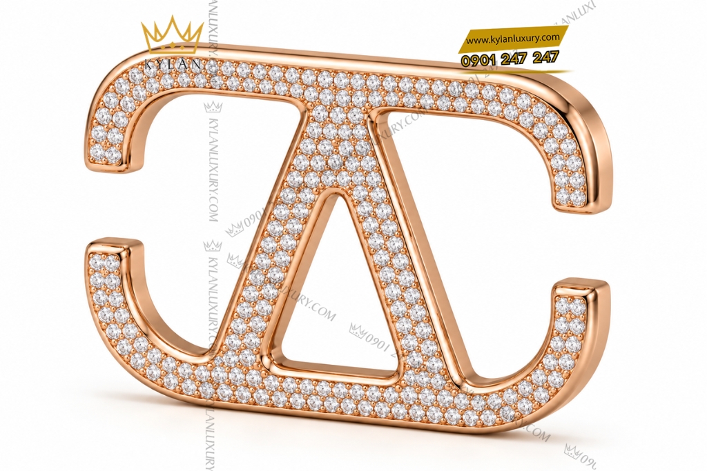 Kỳ Lân Luxury Mat that lung vang hong Au750 hoa tiet hinh hoc dinh kim cuong 2 Mặt thắt lưng vàng hồng Au750 họa tiết hình học đính kim cương