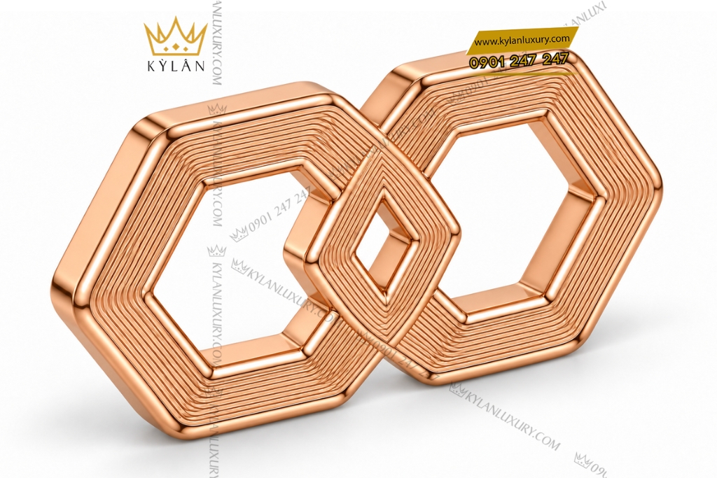 Kỳ Lân Luxury Mat that lung vang hong Au750 hoa tiet luc giac dan noi 4 Mặt thắt lưng vàng hồng Au750 họa tiết lục giác đan nối