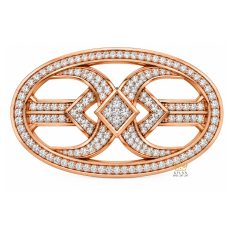 Mặt thắt lưng vàng hồng Au750 khung oval hình học đính kim cương Mặt thắt lưng vàng hồng Au750 khung oval hình học đính kim cương