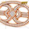 Mặt thắt lưng vàng hồng Au750 khung oval hình học đính kim cương