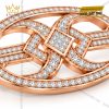 Mặt thắt lưng vàng hồng Au750 khung oval hình học đính kim cương