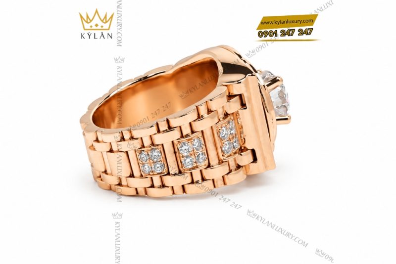 Nhẫn Kỳ Lân Signature vàng hồng Au750 đính viên chủ 8ly1