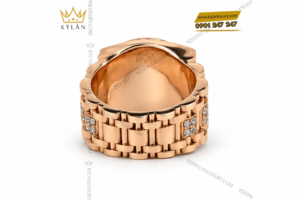 Nhẫn Kỳ Lân Signature vàng hồng Au750 đính viên chủ 8ly1 5 Nhẫn Kỳ Lân Signature vàng hồng Au750 đính viên chủ 8 ly 1