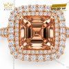 Nhẫn nữ vàng hồng Au750 đính kim cương và đá quý