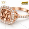 Nhẫn nữ vàng hồng Au750 đính kim cương và đá quý