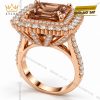 Nhẫn nữ vàng hồng Au750 đính kim cương và đá quý