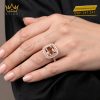 Nhẫn nữ vàng hồng Au750 đính kim cương và đá quý