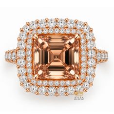 Nhẫn nữ vàng hồng Au750 đính kim cương và đá quý