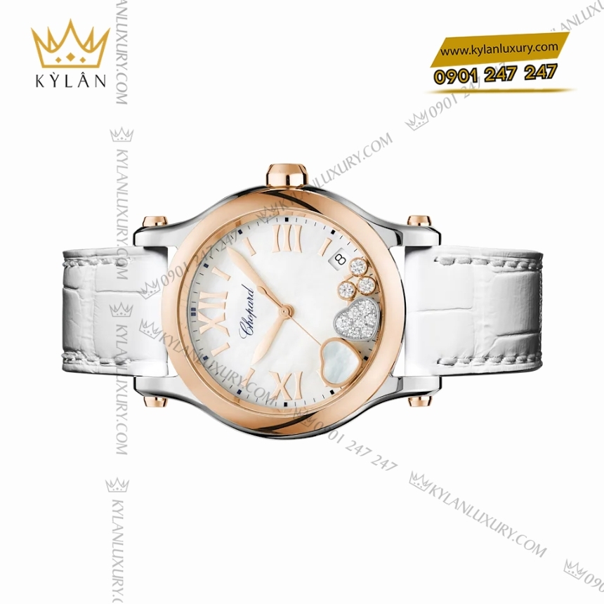 Kỳ Lân Luxury chopard happy hearts 278582 6009 3 Đồng hồ Chopard Happy Hearts mặt số xà cừ 278582-6009