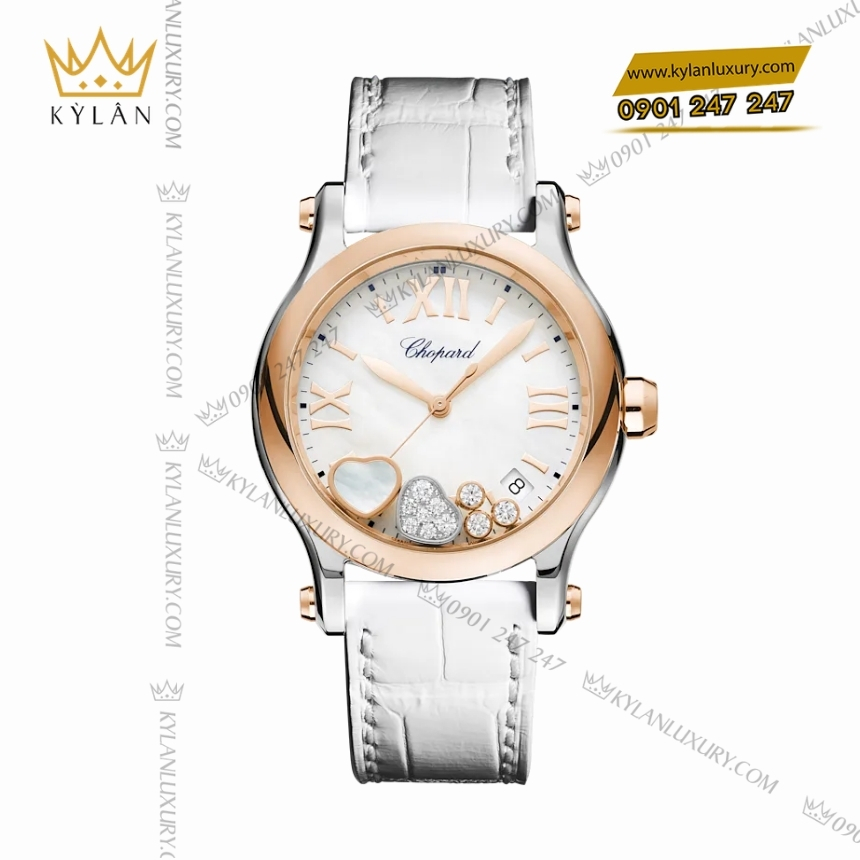 Kỳ Lân Luxury chopard happy hearts 278582 6009 4 Đồng hồ Chopard Happy Hearts mặt số xà cừ 278582-60