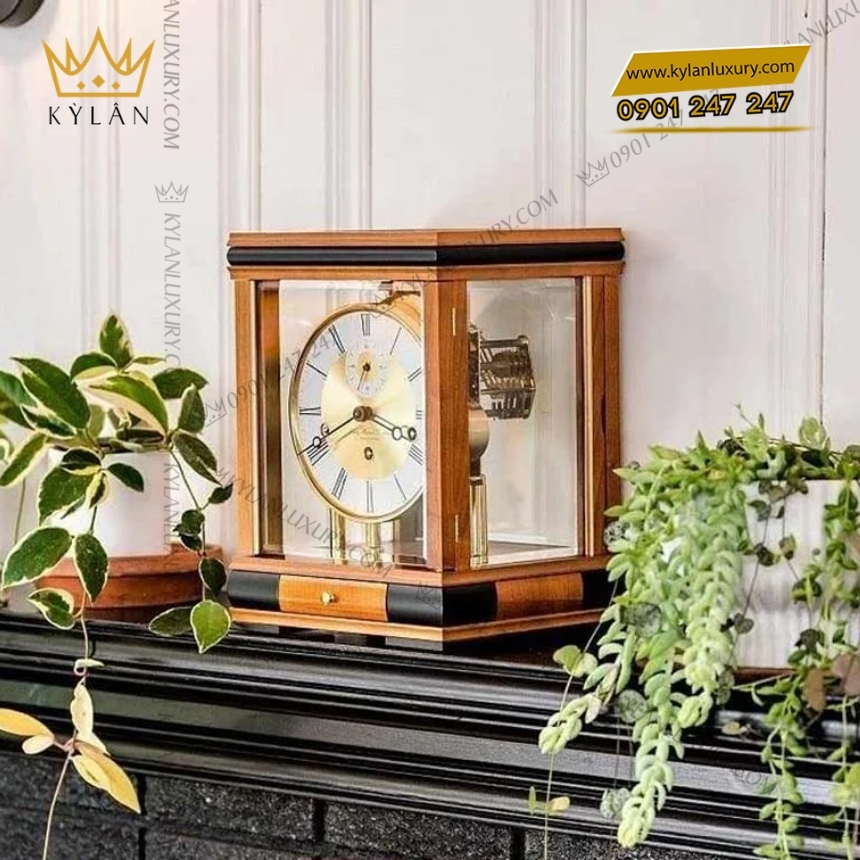 Kỳ Lân Luxury dong ho de ban hermle 22998 160352 6 Đồng hồ để bàn Hermle gỗ cherry 22998-160352
