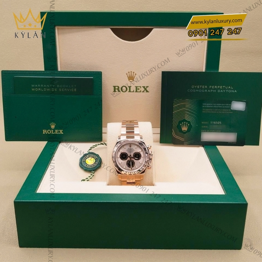 Kỳ Lân Luxury rolex cosmograph daytona sundust hoi den 116505 0016 2 Đồng hồ Rolex Cosmograph Daytona mặt sundust phối đen 116505-0016