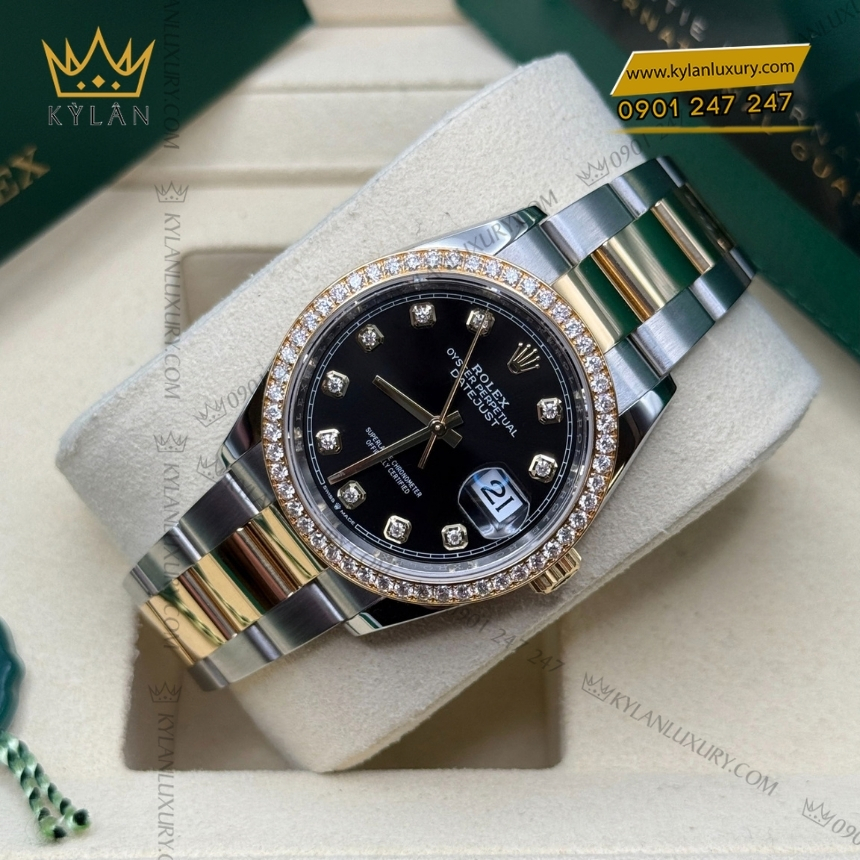 Kỳ Lân Luxury rolex datejust 36 mat den day oyster 126283rbr 0008 6 Đồng hồ Rolex Datejust 36 mặt đen dây oyster 126283RBR-0008