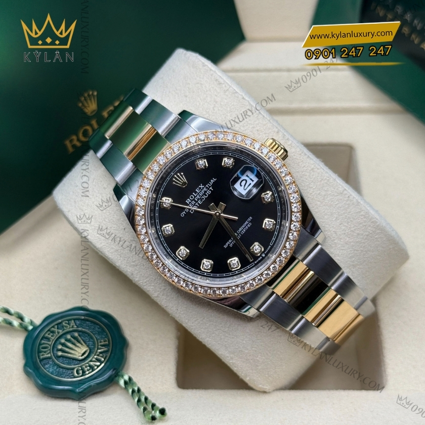 Kỳ Lân Luxury rolex datejust 36 mat den day oyster 126283rbr 0008 8 Đồng hồ Rolex Datejust 36 mặt đen dây oyster 126283RBR-0008