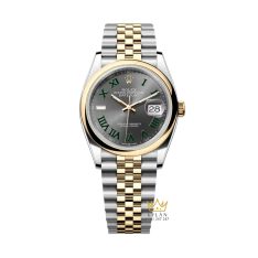 Đồng hồ Rolex Datejust 36 xám La Mã vành trơn 126203-0035