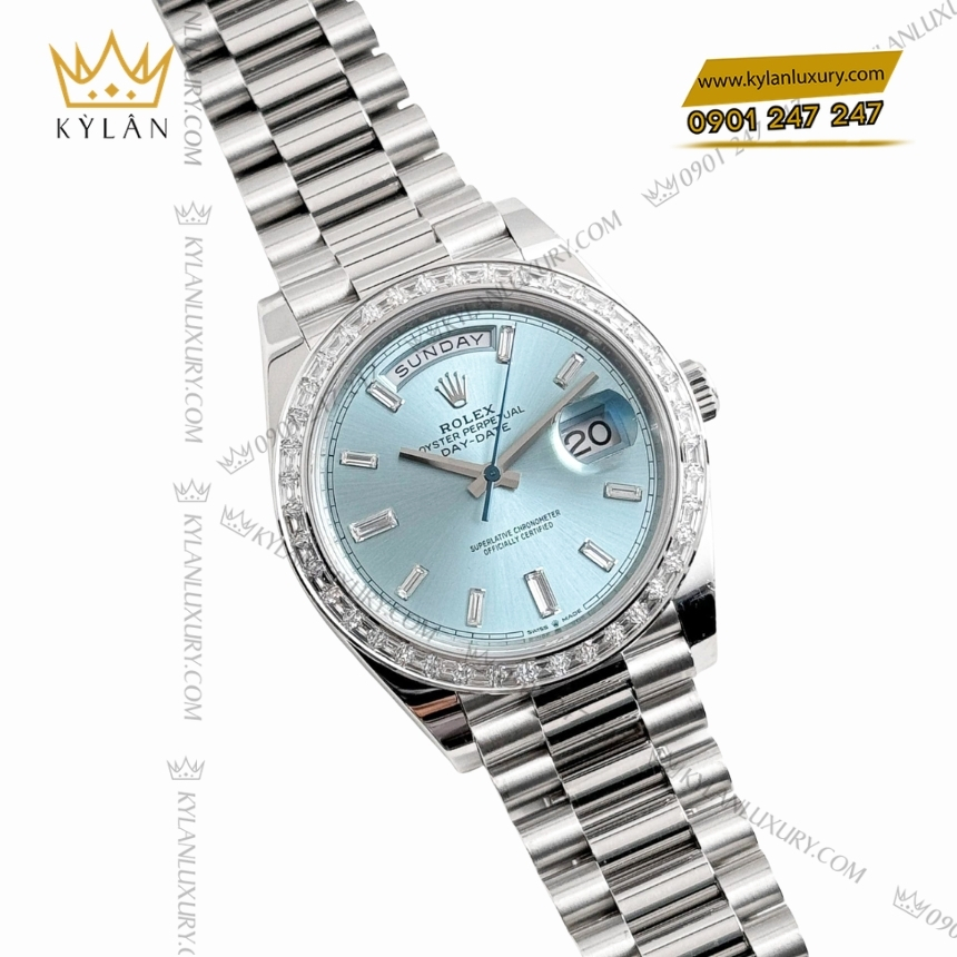 Kỳ Lân Luxury rolex day date 36 ice blue 128396tb 4 Đồng hồ Rolex Day Date 36 ice blue vành kim vuông 128396TBR-0003