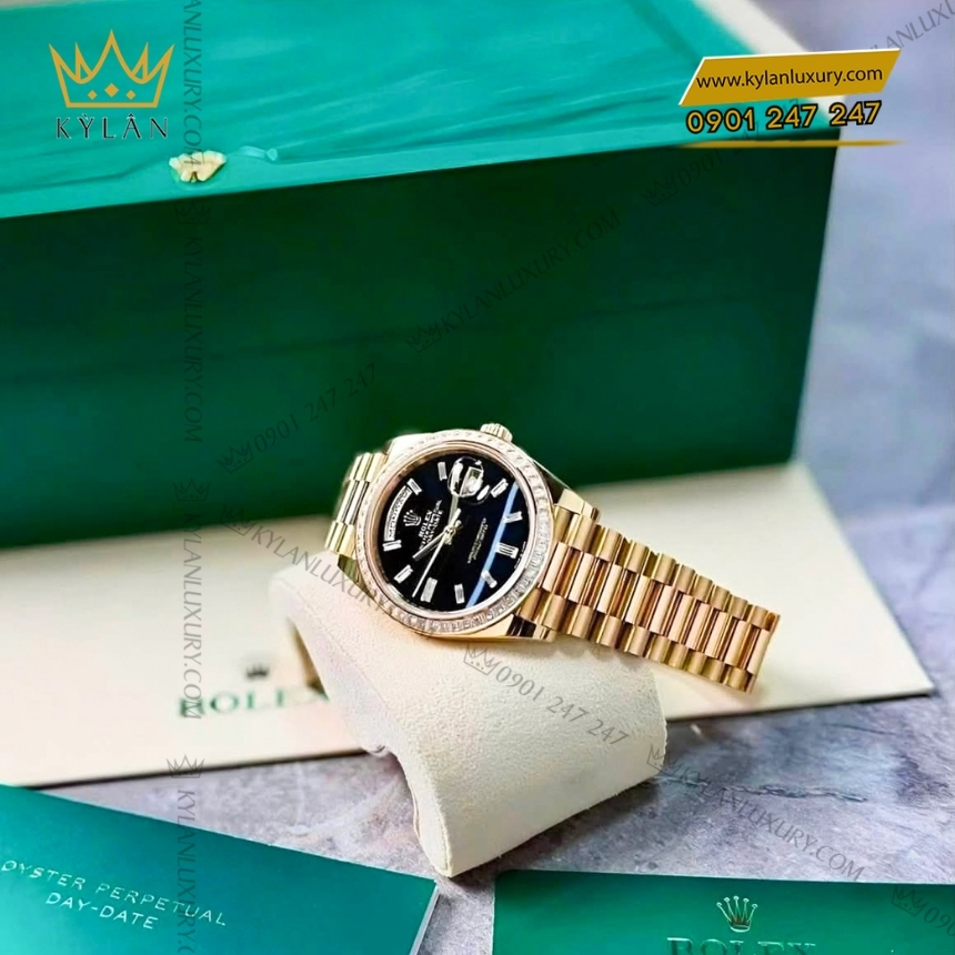 Kỳ Lân Luxury rolex day date 40 mat da ma nao 22839 3 Đồng hồ Rolex Day Date 40 mặt đá mã não 228398TBR-0038