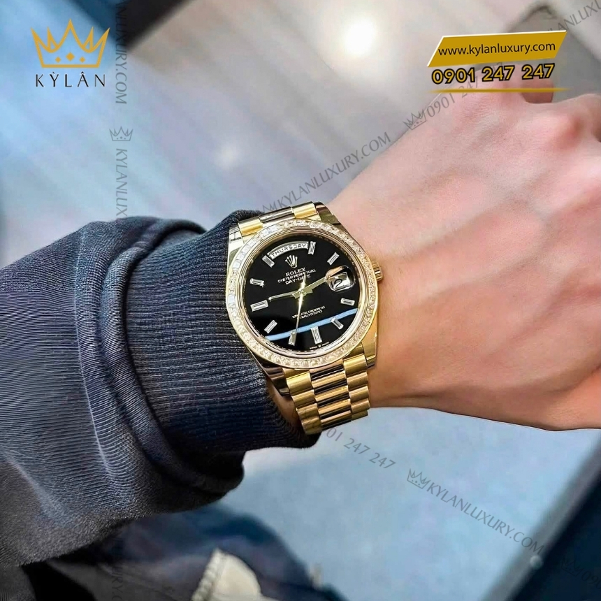 Kỳ Lân Luxury rolex day date 40 mat da ma nao 22839 4 Đồng hồ Rolex Day Date 40 mặt đá mã não 228398TBR-0038